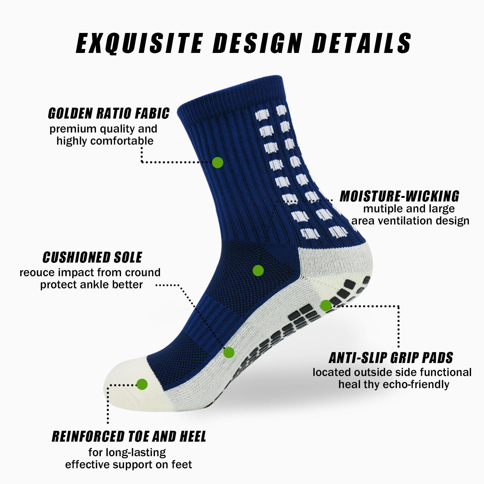 Athletic Soccer Socks - Premium Non-Slip Sports Socks for Optimal Performance (Blue)